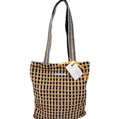 Shopper Tessuto Sardo giallo nero di puro cotone  (cm 40x35)