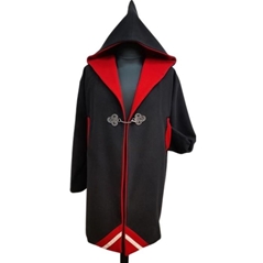 Artigianato Sardo Capotto Sereniccu, in tessuto di  panno di lana nero e rosso, Disponibile TG 48 (...