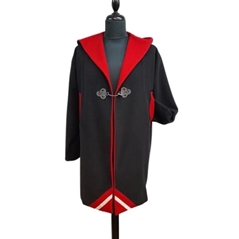Capotto Sereniccu, in tessuto di  panno di lana nero e rosso, Disponibile TG 48 ( Lungh. cm 110x 60)