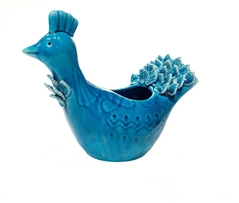 Pavoncella Sarda in Ceramica fatta a mano tonalità TURHESE ( dim: 24 cm x 18,5 cm)