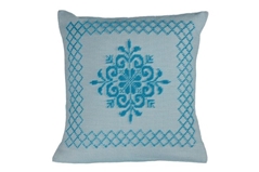 Cuscino Pistoccu con cornice - turchese (45 X 45 cm)
