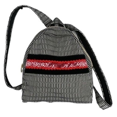 Zainetto stile sardo - nero con banda rossa