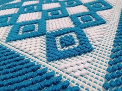 Flore Marcella Artigianato Sardo Tappeto Rombi Turchese (cm 68x120)