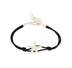 Bracciale in cotone con stella marina in argento