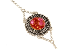 RR Orafi in Sassari Bracciale d´argento in filigrana con broccato rosso (20 mm)