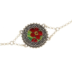 RR Orafi in Sassari Bracciale d´argento in filigrana sarda con broccato verde 20 mm