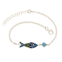 Bracciale in argento con pesce di filigrana smaltato
