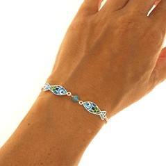 RR Orafi in Sassari Bracciale in argento con due pesci di filigrana smaltati