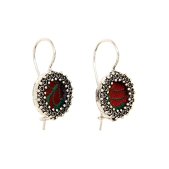RR Orafi in Sassari Orecchini d´argento con corona di rose in filigrana e broccato verde