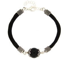 Bracciale in seta nera con ´Su Coccu´ in onice