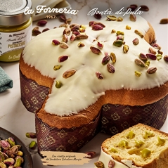 La Forneria di Pula Colomba di pasticceria ricoperta di cioccolato bianco e pistacchi con vasetto di...