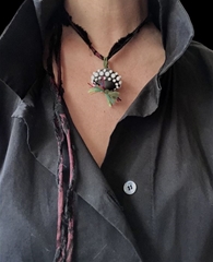 Valeria Tola Ceramiche Collana Butone Piccolo BIANCO / NERO OPACO - cm 3 Sacchetto