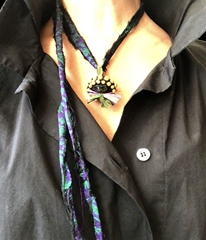 Valeria Tola Ceramiche Collana Butone Piccolo NERO / MIELE - cm 3 Sacchetto