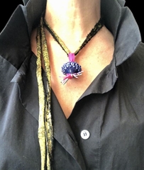 Valeria Tola Ceramiche Collana Butone Piccolo BLU - cm 3 Sacchetto