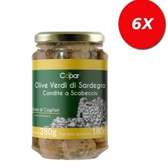 6 VASETTI di OLIVE VERDI A SCABECCIU