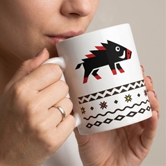 Tazza in ceramica con cinghiale