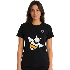 T-shirt nera da donna con ape stilizzata, misura M