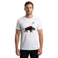T-shirt bianca da uomo con cinghiale stilizzato, misura S
